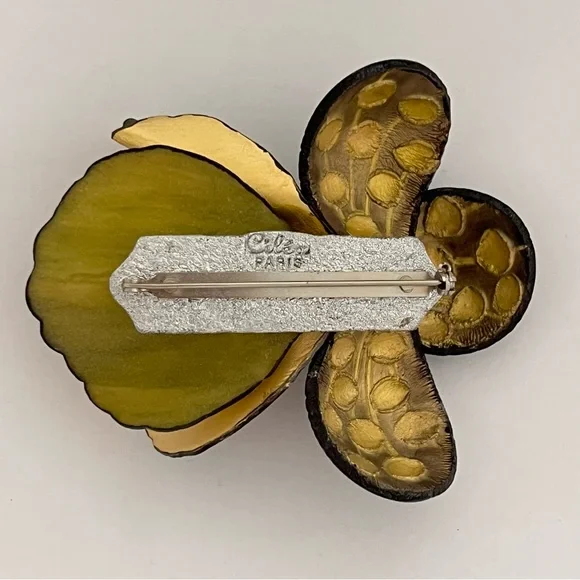 Rare Cilea Paris Resin Floral Pin Brooch - Picture 5 of 14